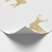 Kerst Wit & Goud Rendier Cadeaupapier (Hoek)