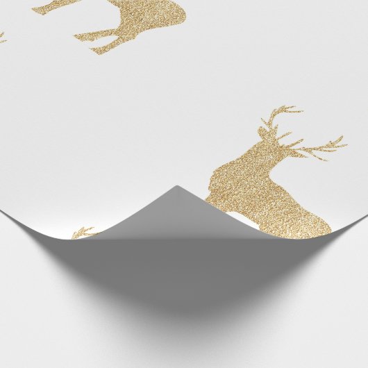Kerst Wit & Goud Rendier Cadeaupapier (Hoek)