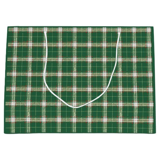 Kerst Wit Groen Geplaagd Grote Geschenktas Groot Cadeauzakje (Voorkant)