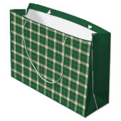 Kerst Wit Groen Geruit Grote Cadeautas (Achterkant Gekanteld)