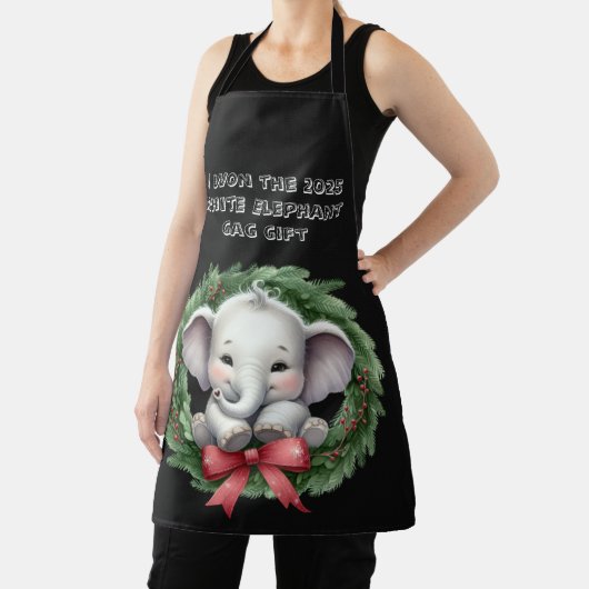 Kerst Wit-Olifant Grap Geschenk Schort (Insitu)