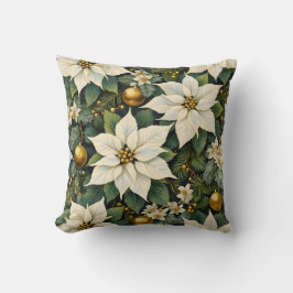Kerst Wit Poinsettia Kussen