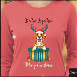 Kerst Wit Pointer Rendier Cadeau Grafisch Tri-Blend Shirt