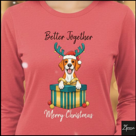 Kerst Wit Pointer Rendier Cadeau Grafisch Tri-Blend Shirt