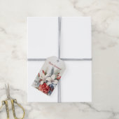 Kerst Wit Rode Bloemen Feestdagen Elegant Cadeaulabel (Met Touw)