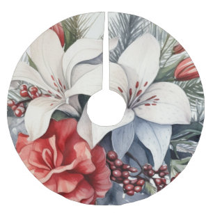 Kerst Wit Rode Bloemen Vakantie Elegant Kerstboom Rok