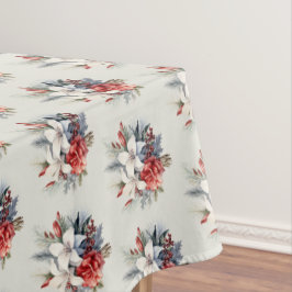 Kerst Wit Rode Bloemen Vakantie Elegant Tafelkleed