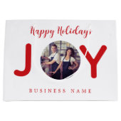 Kerst wit rode vrolijk foto zakelijke boodschappen groot cadeauzakje (Voorkant)