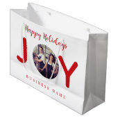 Kerst wit rode vrolijk foto zakelijke boodschappen groot cadeauzakje (Voorkant Gekanteld)