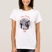 Kerst wit rood familie foto namen moeder t-shirt (Voorkant)