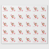 Kerst wit rood foto vreugde cadeaupapier (Vlak)