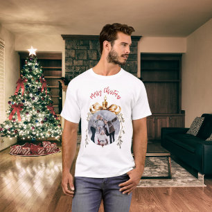 Kerst wit rood goud Bauble familie foto T-shirt