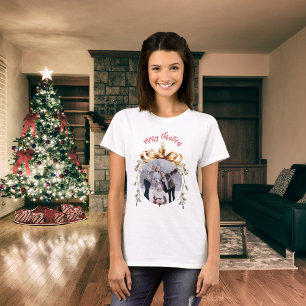 Kerst wit rood goud Bauble familie foto T-shirt