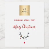 Kerst wit rood rendier bedrijfslogo wijn etiket (Enkel label)