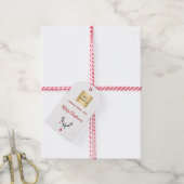 Kerst wit rood rendier zakelijk logo cadeaulabel (Met Touw)