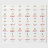 Kerst wit rood rendier zakelijk logo cadeaupapier (Vlak)