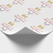Kerst wit rood rendier zakelijk logo cadeaupapier (Hoek)