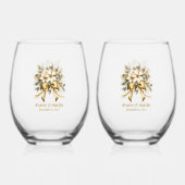 Kerst Wit Winterberry uitnodiging Wijnglas Zonder Voet (Voorkant)