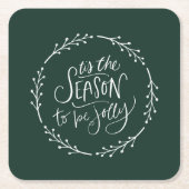 Kerst witte bessen krans kartonnen onderzetters (Voorkant)