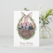 Kerst Witte Boog Coquette Krans Foto Feestdagenkaart (Staand voorkant)