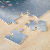 Kerst witte eenhoorn met gouden hoorn legpuzzel (Zijkant)