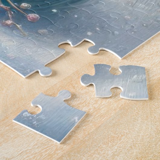 Kerst witte eenhoorn met gouden hoorn legpuzzel (Zijkant)