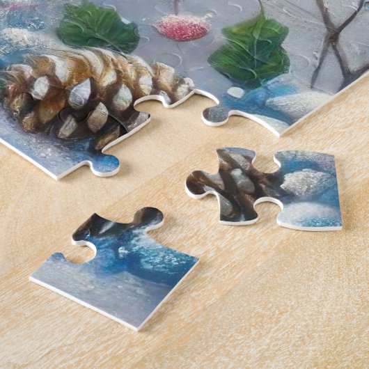 Kerst witte eenhoorn met gouden hoorn legpuzzel (Zijkant)