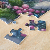 Kerst witte eenhoorn met gouden hoorn legpuzzel (Zijkant)