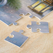 Kerst witte eenhoorn met gouden hoorn legpuzzel (Zijkant)