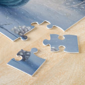 Kerst witte eenhoorn met gouden hoorn legpuzzel (Zijkant)