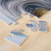 Kerst witte eenhoorn met gouden hoorn legpuzzel (Zijkant)