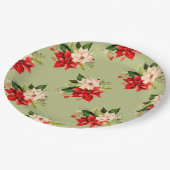 Kerst Witte en Rode Poinsettia Elegante Bloemen Papieren Bordje (Gekanteld)