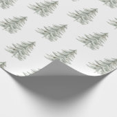 Kerst Witte Groene Bomen Cadeaupapier (Hoek)