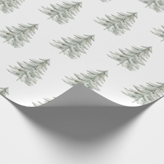 Kerst Witte Groene Bomen Cadeaupapier (Hoek)