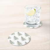 Kerst Witte Groene Bomen Ronde Kartonnen Onderzetter (Insitu)