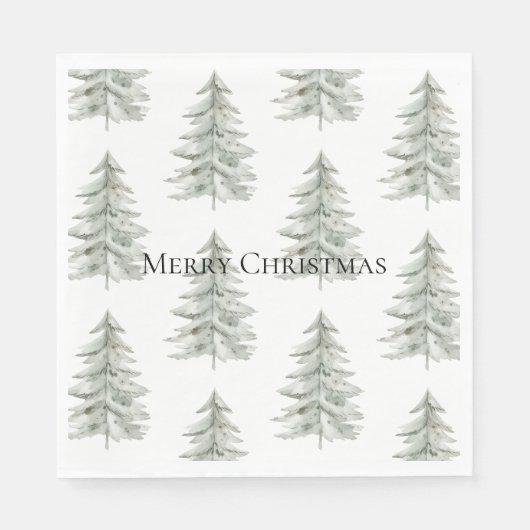 Kerst Witte Groene Bomen Servet (Voorkant)