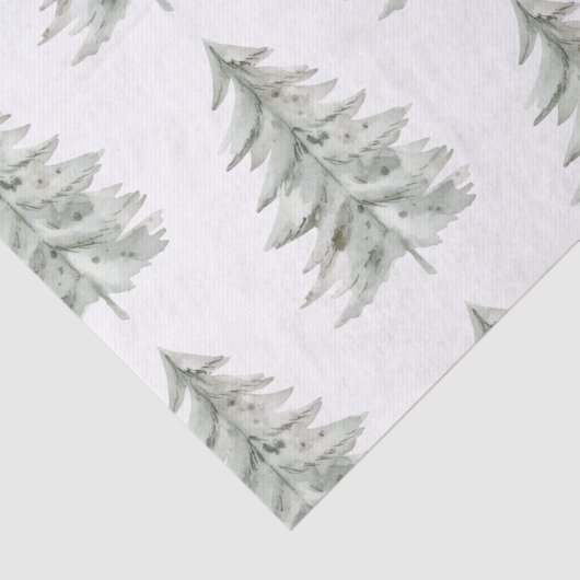 Kerst Witte Groene Bomen Tissuepapier (Detail)
