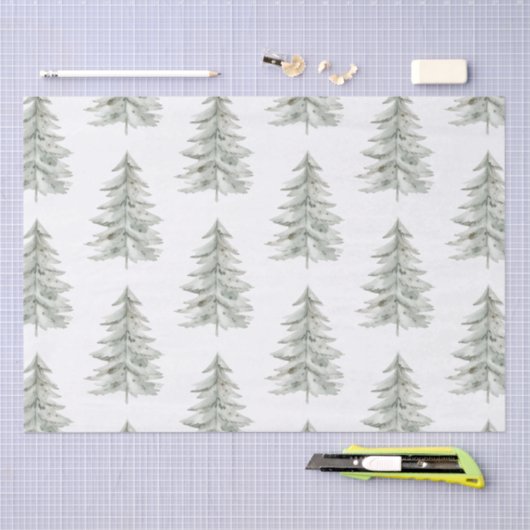 Kerst Witte Groene Bomen Tissuepapier (Craft)