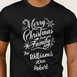 Kerst witte lettertype kalligrafie feestelijk eleg t-shirt