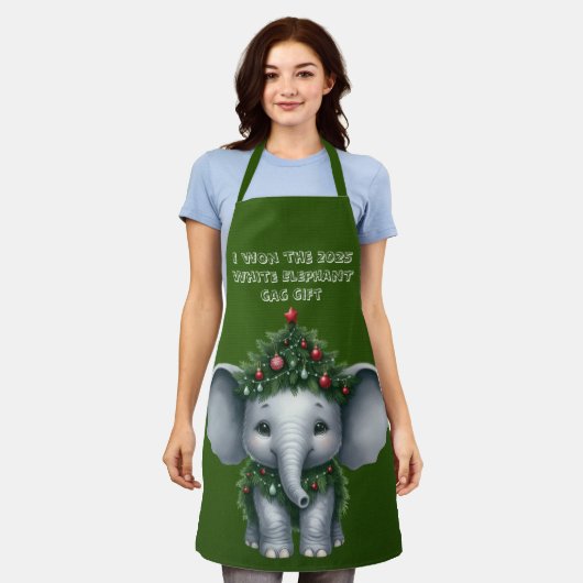 Kerst Witte Olifant Gag Gift Schort (Gedragen)
