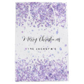 Kerst witte paarse glitters naam medium cadeauzakje (Voorkant)
