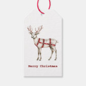 Kerst Witte Pepermunt Herten Cadeaulabel (Voorkant)