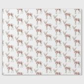 Kerst Witte Pepermunt Herten Cadeaupapier (Vlak)