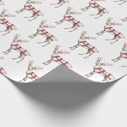 Kerst Witte Pepermunt Herten Cadeaupapier (Hoek)