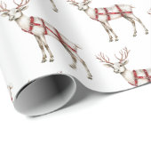 Kerst Witte Pepermunt Herten Cadeaupapier (Rol Hoek)