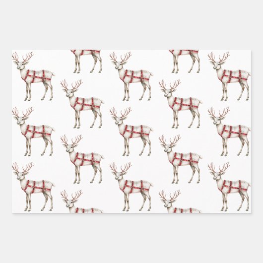 Kerst Witte Pepermunt Herten Inpakpapier Vel (Voorkant)