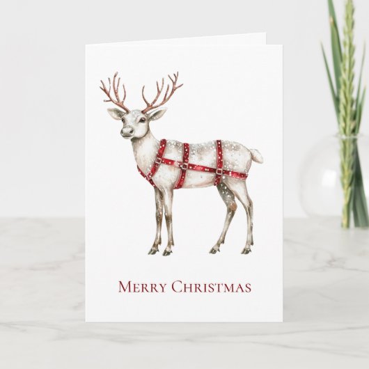 Kerst Witte Pepermunt Herten Kaart (Voorkant)