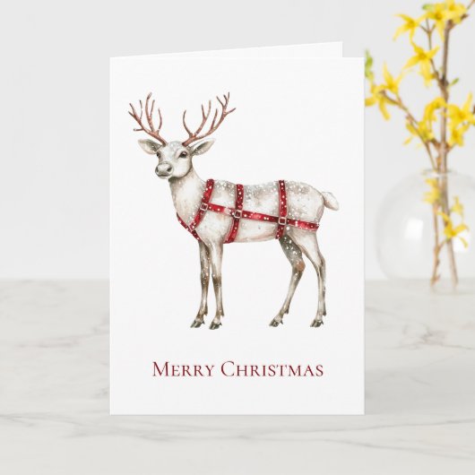 Kerst Witte Pepermunt Herten Kaart (Gele Bloem)