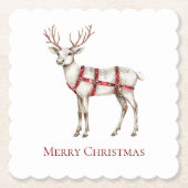 Kerst Witte Pepermunt Herten Kartonnen Onderzetters (Voorkant)