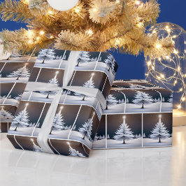 Kerst witte pijnboom en ster cadeaupapier